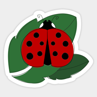 Ladybug on Green Leaf Cute Insect Graphic Sticker